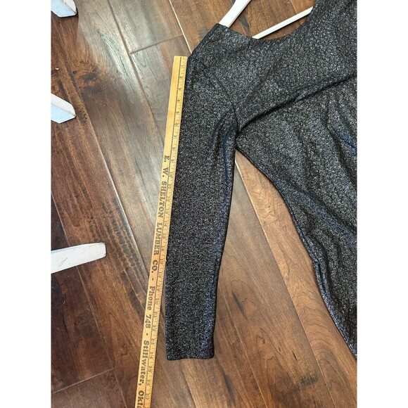 Jennifer Lopez Long Sleeve Metallic Shimmer Dress Medium Stretchy V‎ In Back - Picture 10 of 11